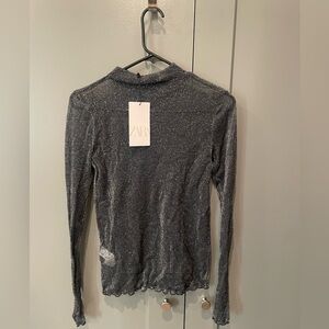 Grey/Silver Sheer Zara long sleeve shirt Size Large